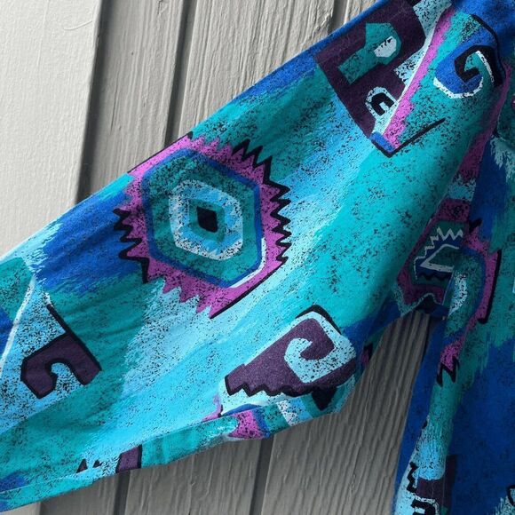 Vintage 80s/90s Wrangler Aztec Button-Up Shirt M Southwestern Cowgirl - Picture 7 of 9